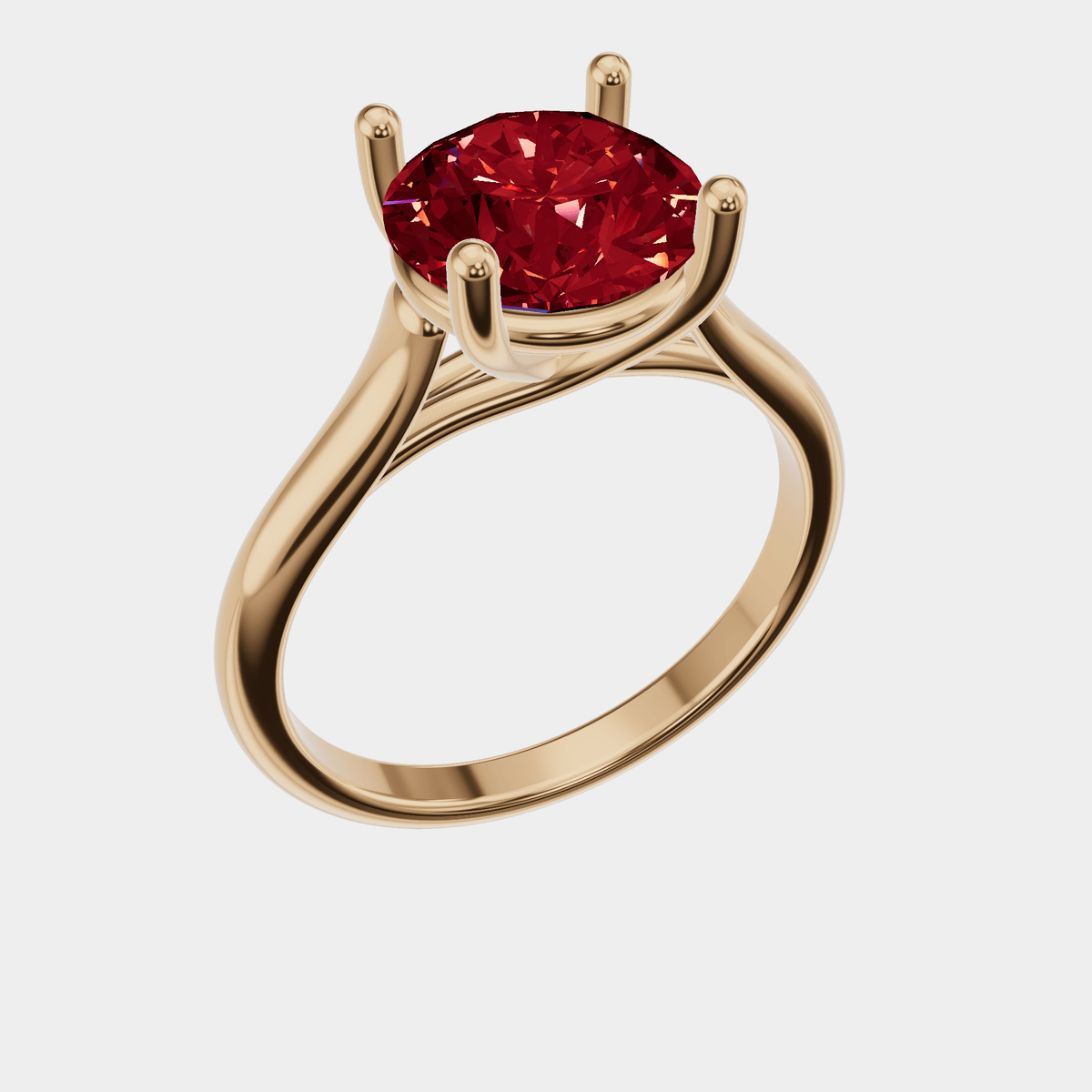 Diamond solitaire ring rendered in a rose gold finish — Obox 3D jewelry configurator