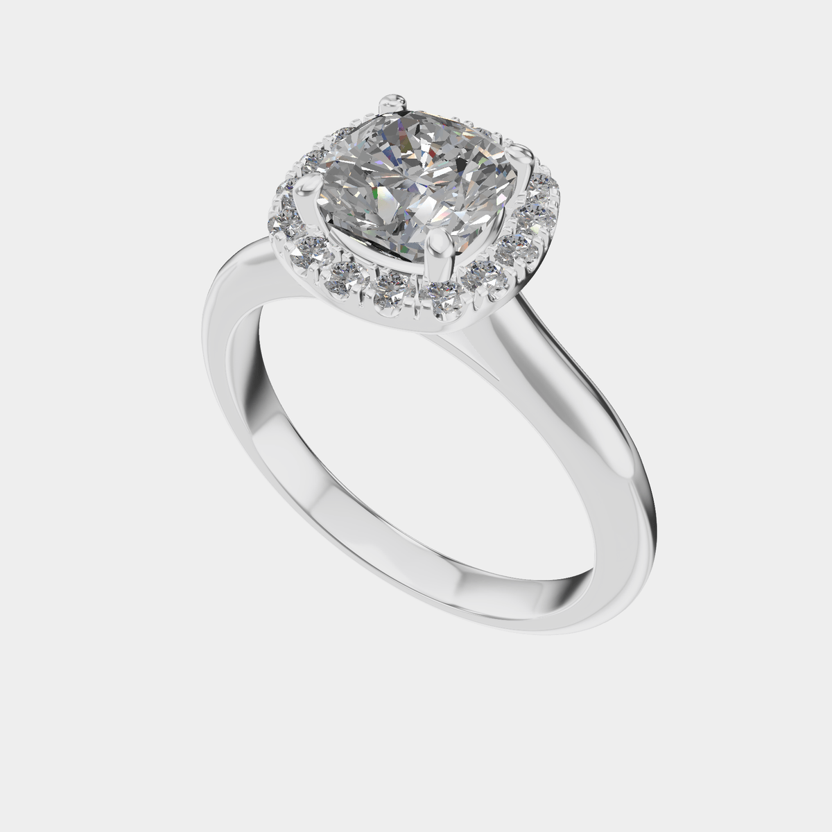 Diamond solitaire ring rendered in a silver finish — Obox 3D jewelry configurator